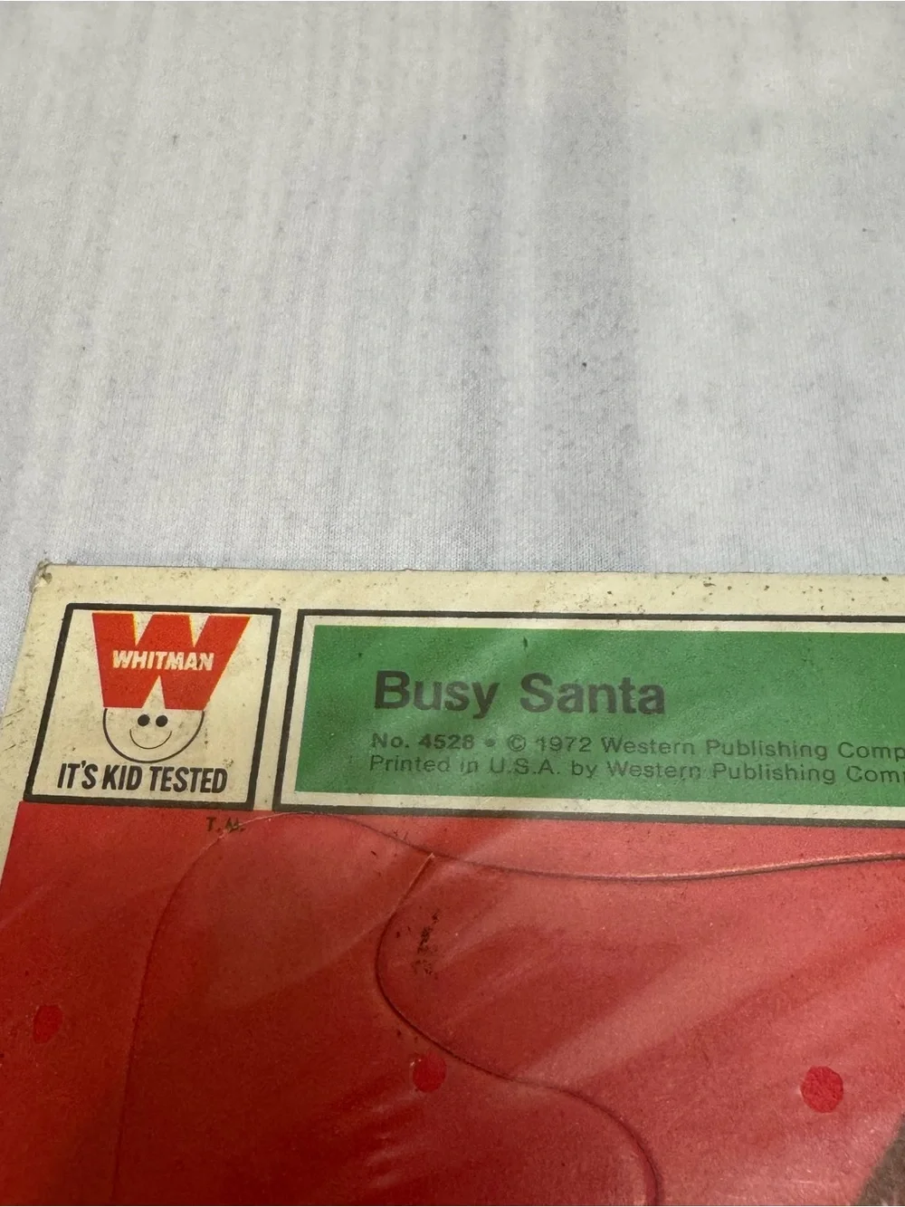 Vintage 1972 Busy Santa Whitman Tray Frame Puzzle 12 Piece #4528 USA Cello Wrap